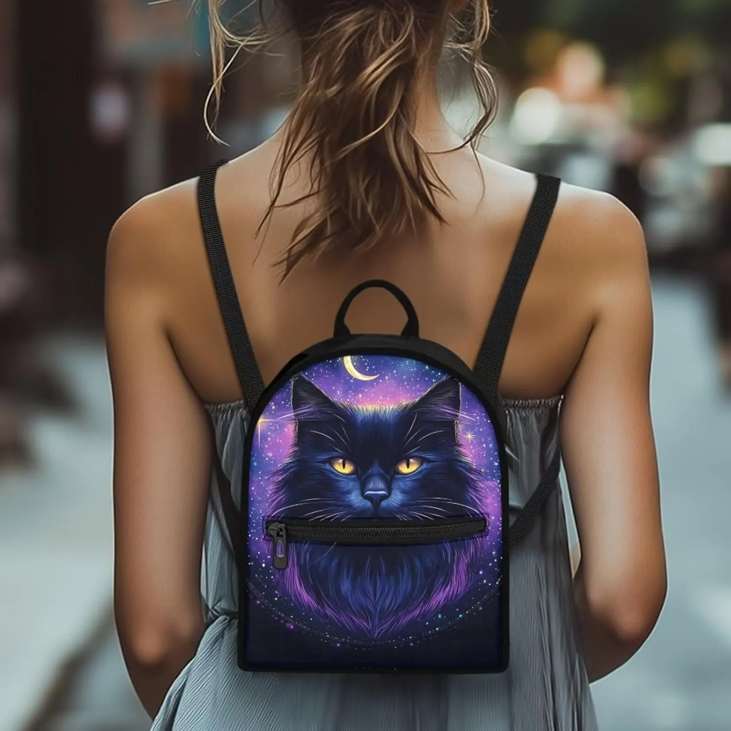 Kindergarten Backpack For Toddler Girls 2-4 Black Cat Purple Purse Daycare For Little Kids Book Bag Preschool School Bag With Handles