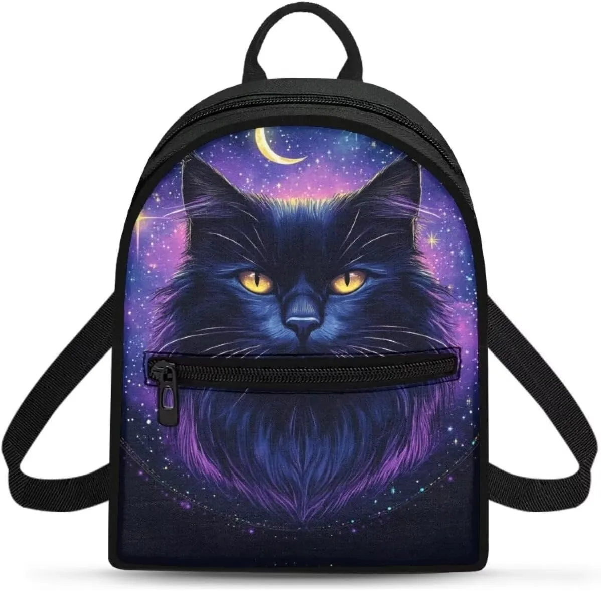 Kindergarten Backpack For Toddler Girls 2-4 Black Cat Purple Purse Daycare For Little Kids Book Bag Preschool School Bag With Handles