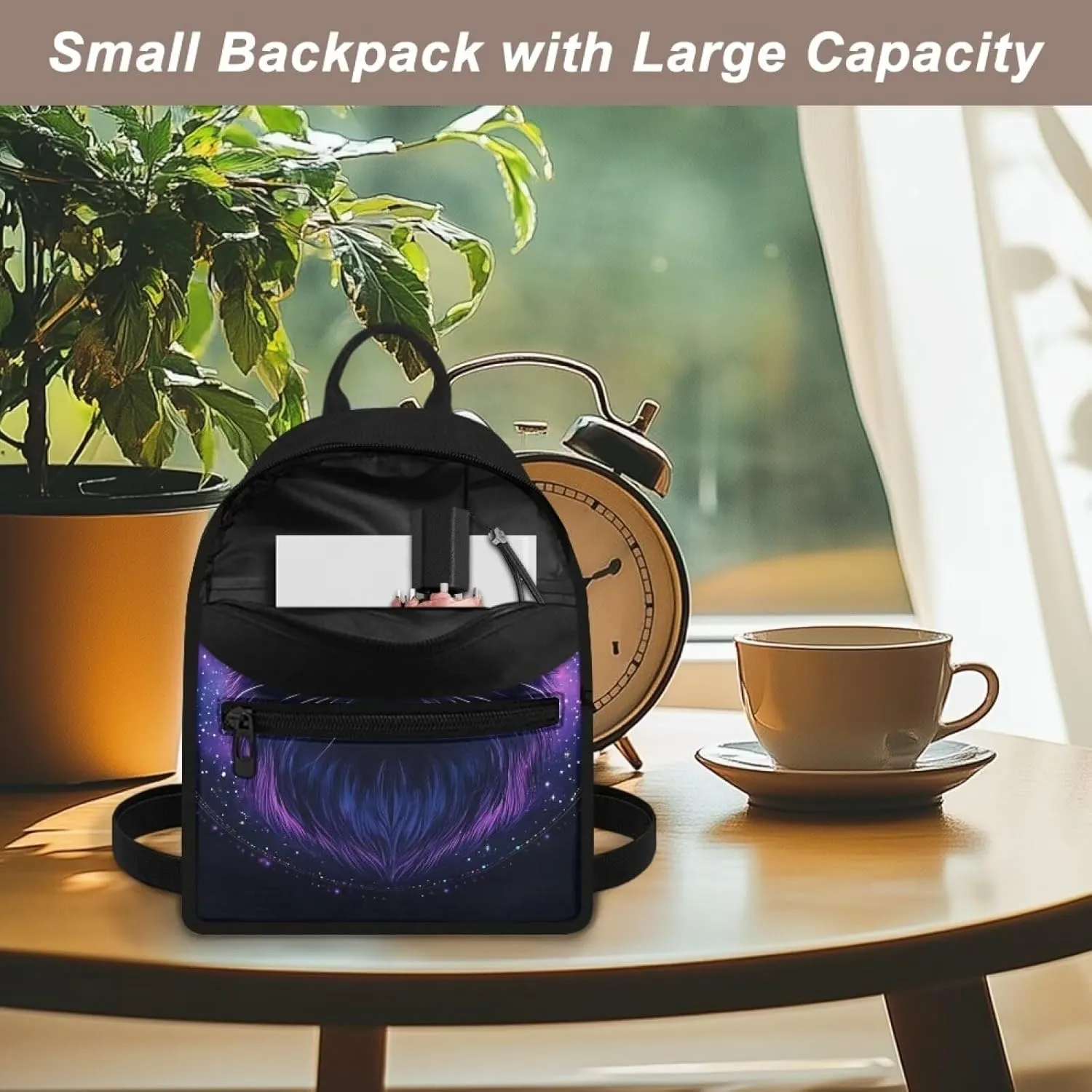 Kindergarten Backpack For Toddler Girls 2-4 Black Cat Purple Purse Daycare For Little Kids Book Bag Preschool School Bag With Handles