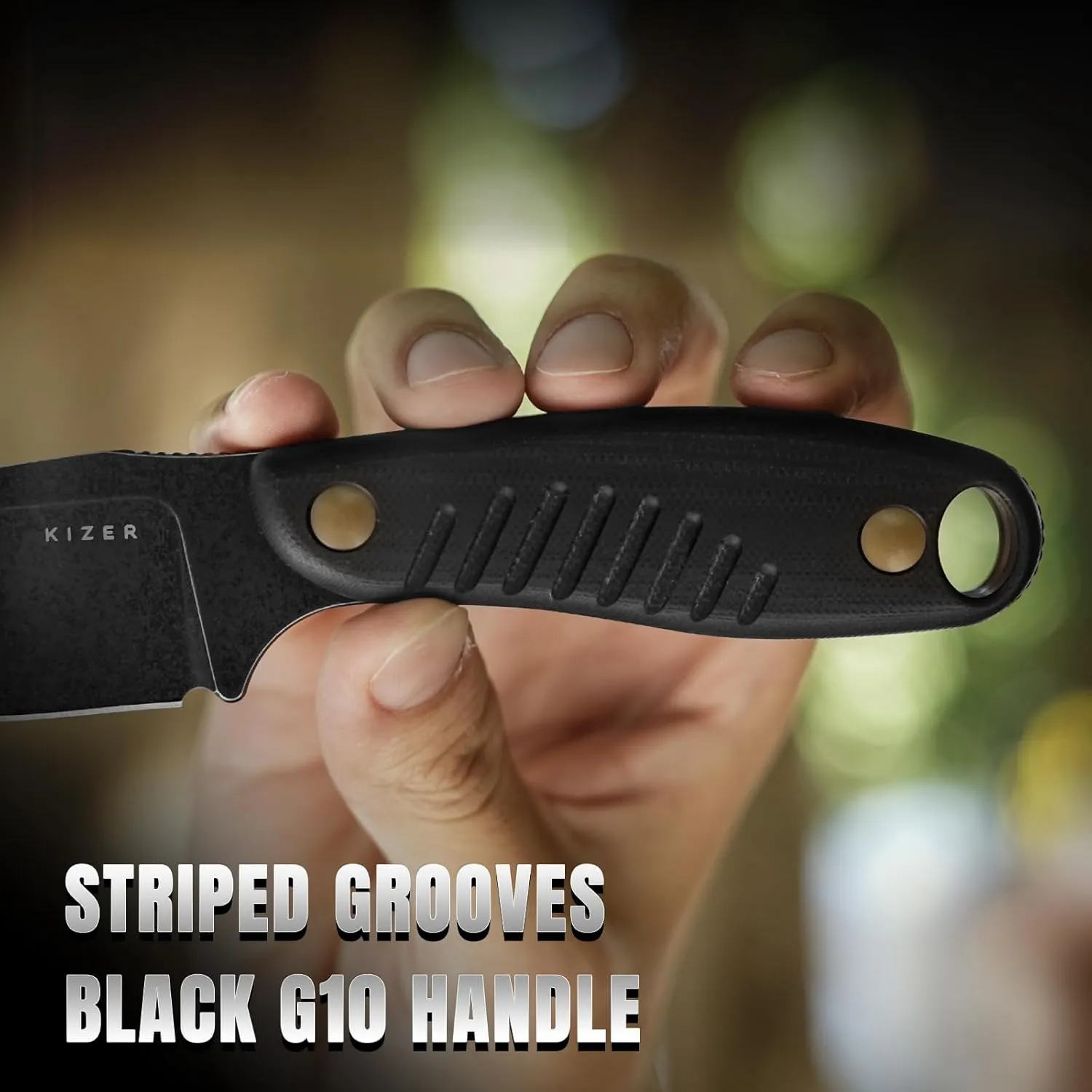Kizer Hare Fixed Blade Knife with Sheath, 3.14" D2 Steel Blade EDC Fixed Blade Hunting Knives with Black G10 Handle, Small Bushcraft Survival Neck Knives, Outdoor Camping Knife for Men Women, 1077M1