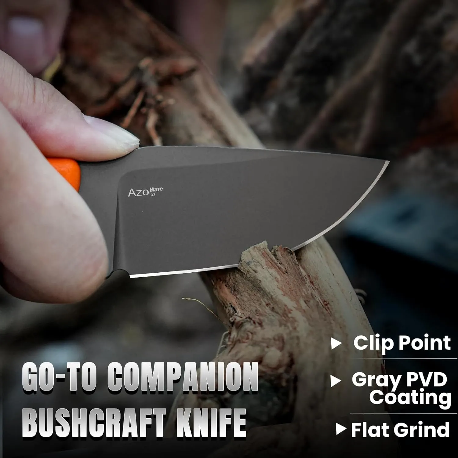 Kizer Hare Fixed Blade Knife with Sheath, 3.14" D2 Steel Blade EDC Hunting Knife with Orange G10 Handle, Small Bushcraft Survival Knives, Outdoor Camping Knives for Men Women, 1077A1