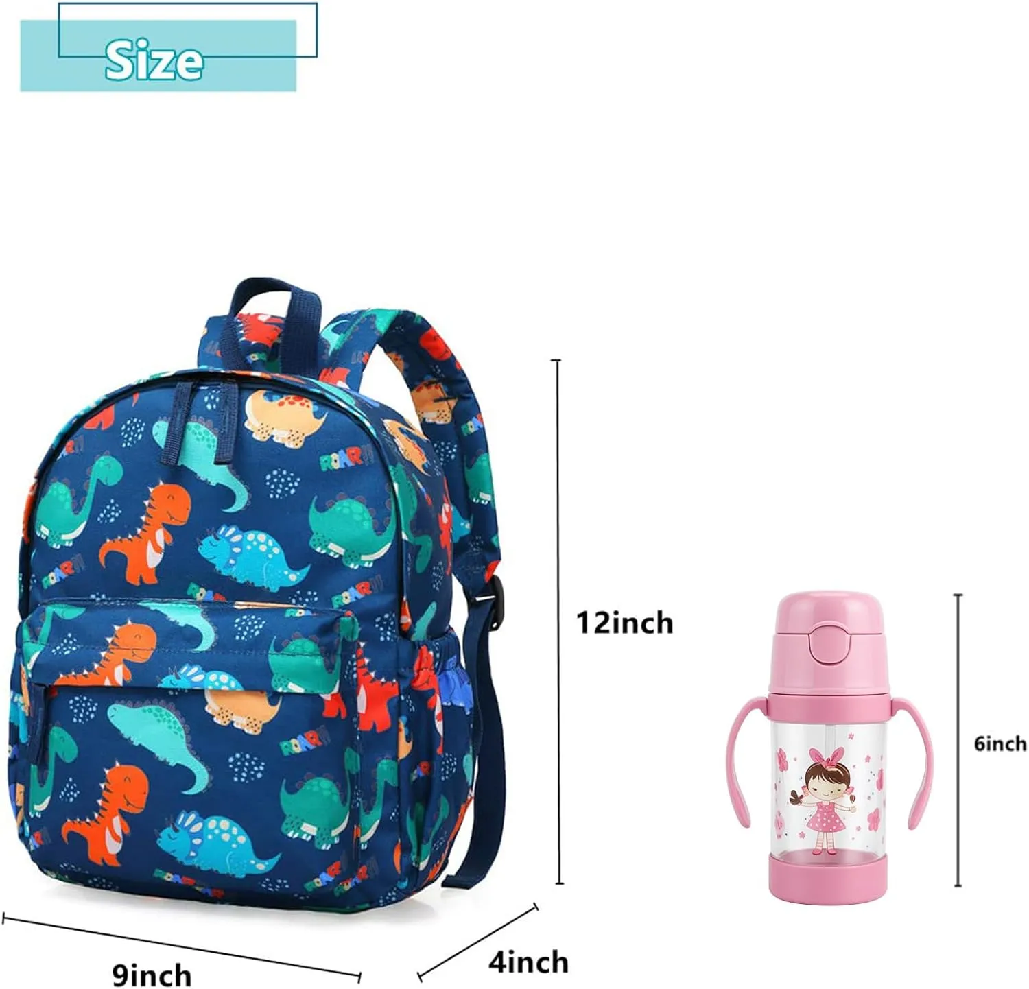 KK CRAFTS Toddler Backpack Preschool Kindergarten Little Kid Toddler School Backpacks for Boys and Girls with Chest Strap(Dark Blue Dino)