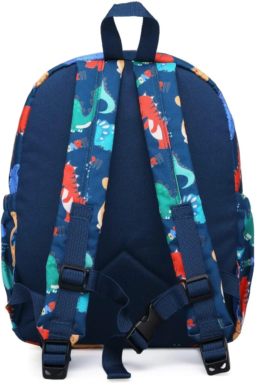 KK CRAFTS Toddler Backpack Preschool Kindergarten Little Kid Toddler School Backpacks for Boys and Girls with Chest Strap(Dark Blue Dino)