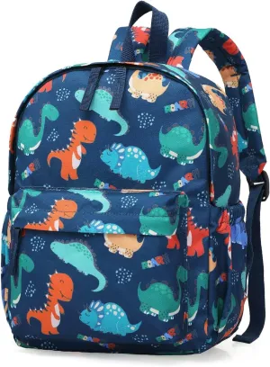 KK CRAFTS Toddler Backpack Preschool Kindergarten Little Kid Toddler School Backpacks for Boys and Girls with Chest Strap(Dark Blue Dino)
