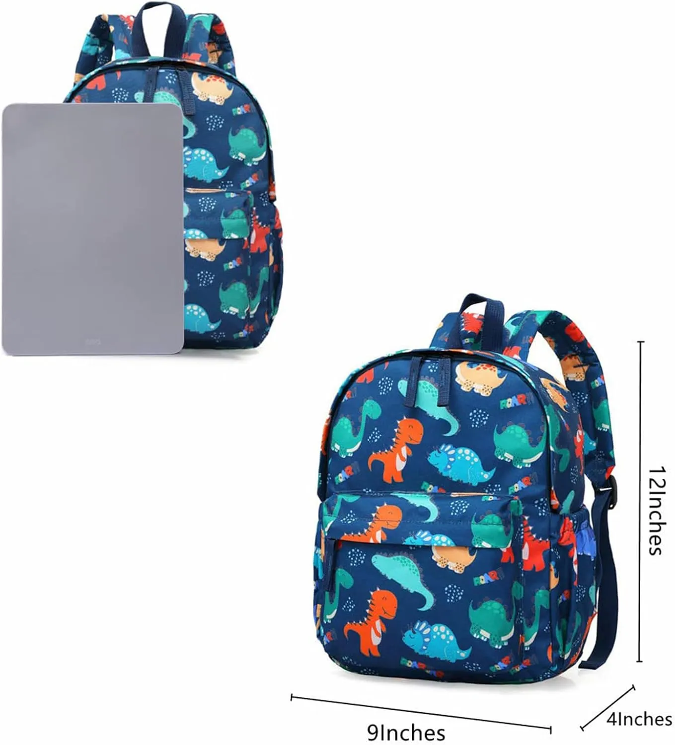 KK CRAFTS Toddler Backpack Preschool Kindergarten Little Kid Toddler School Backpacks for Boys and Girls with Chest Strap(Dark Blue Dino)