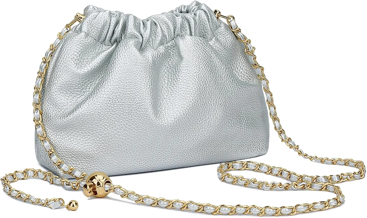 KKXIU Small Crossbody Bags for Women Ruched Vegan Leather Shoulder Purse with Adjustable Strap