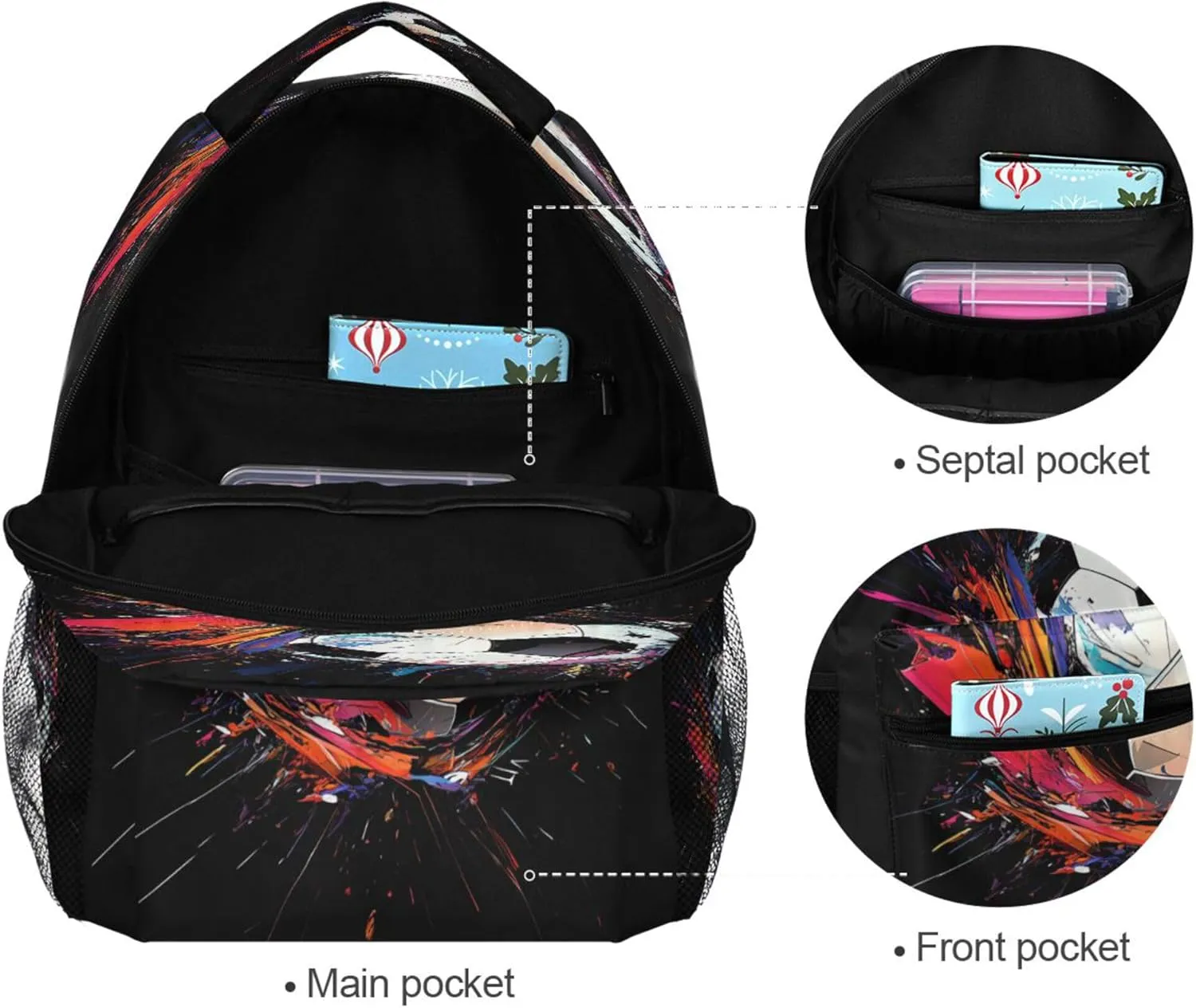 KLL Backpacks for Unisex Adult Waterproof Stylish Travel Bags with Chest Strap for College Work Football Soccer Ball