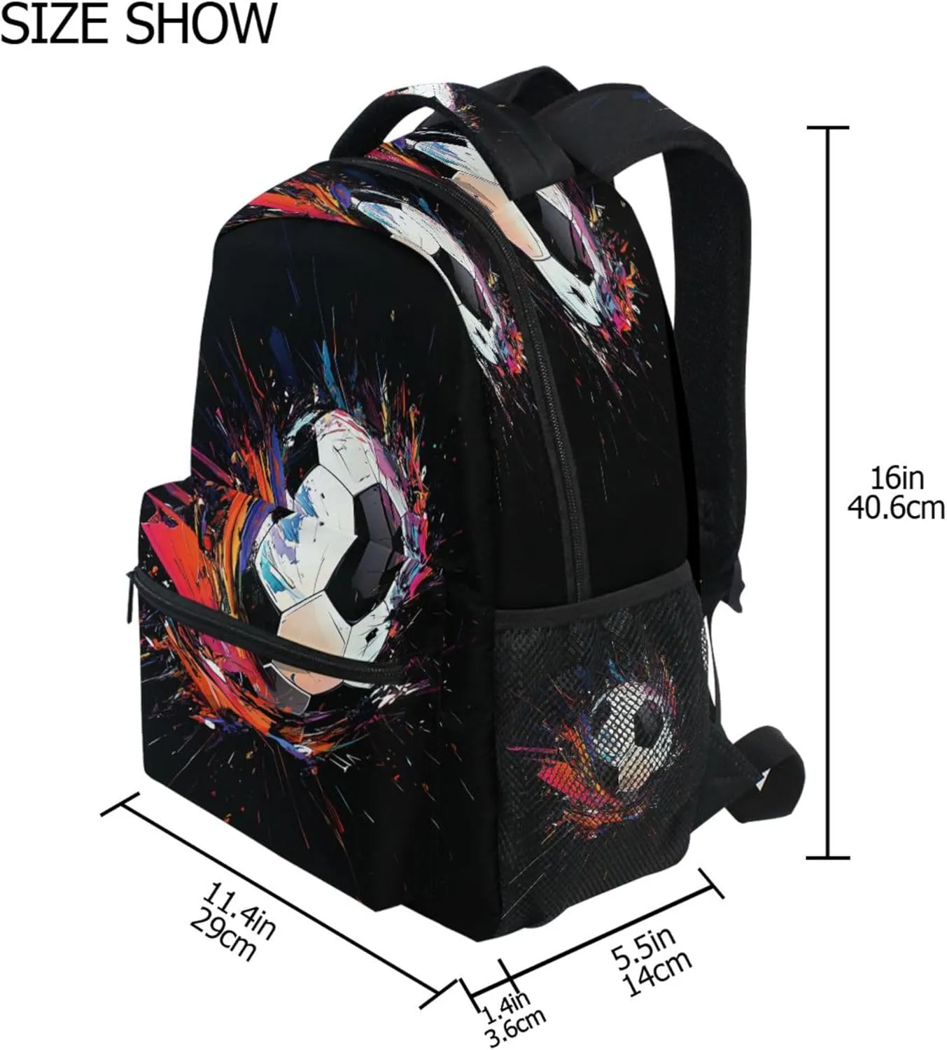 KLL Backpacks for Unisex Adult Waterproof Stylish Travel Bags with Chest Strap for College Work Football Soccer Ball