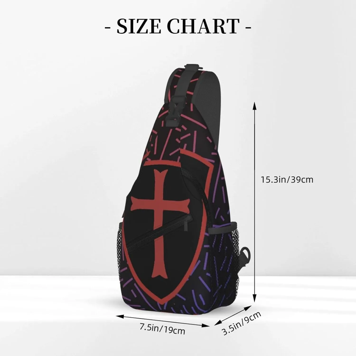 Knights Templar Cross Shield Small Crossbody Backpack Sling Bag For Men Women Mini One Shoulder Chest Bags Gym Sport Travel Hiking Daypack