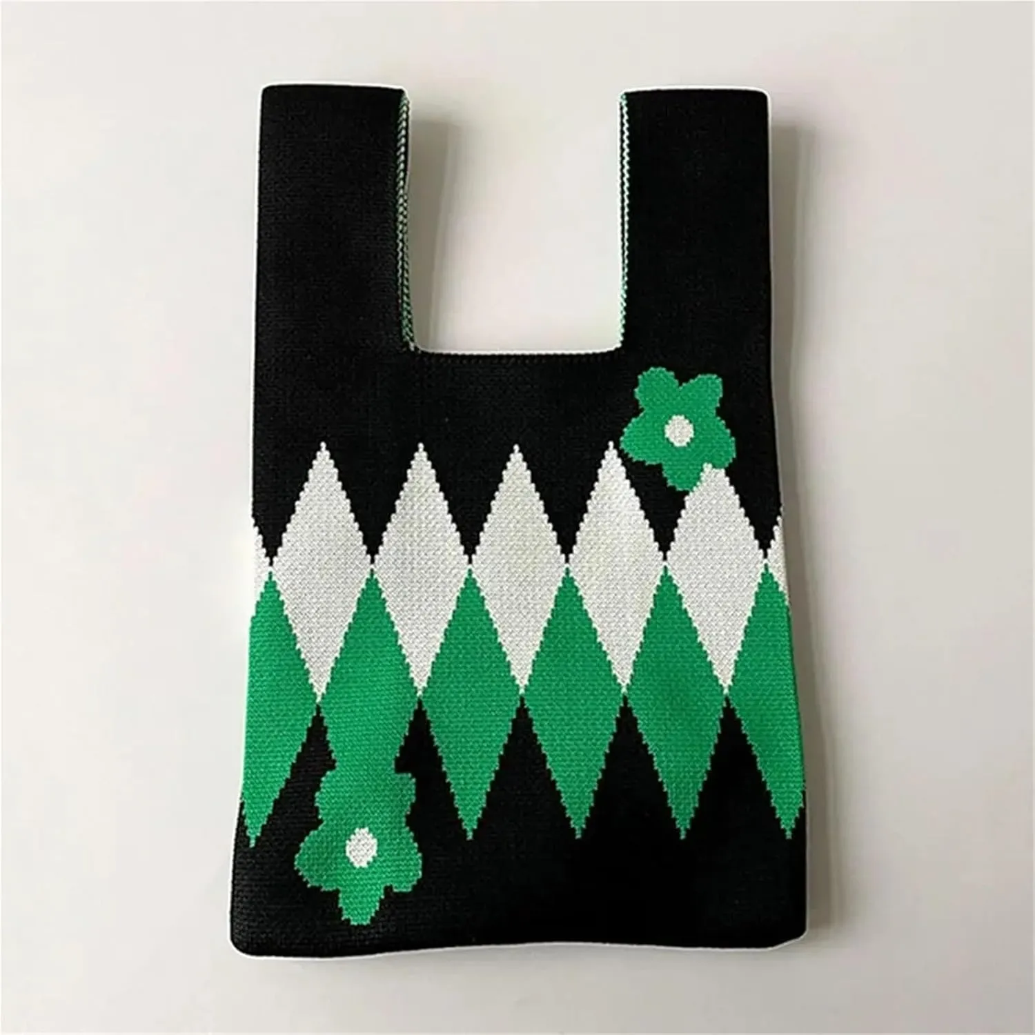 Knot Wrist Bag Flower Handmade Knit Handbags Women Knot Wrist Bag Casual Small Tote Bag Girls Reusable Shopping Bags