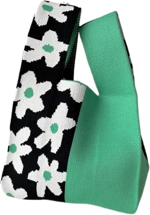 Knot Wrist Bag Handmade Knit Handbag Knot Wrist Bag Reusable Mini Tote Bag Women Girls Shoulder Bag Fashion Shopping Bags