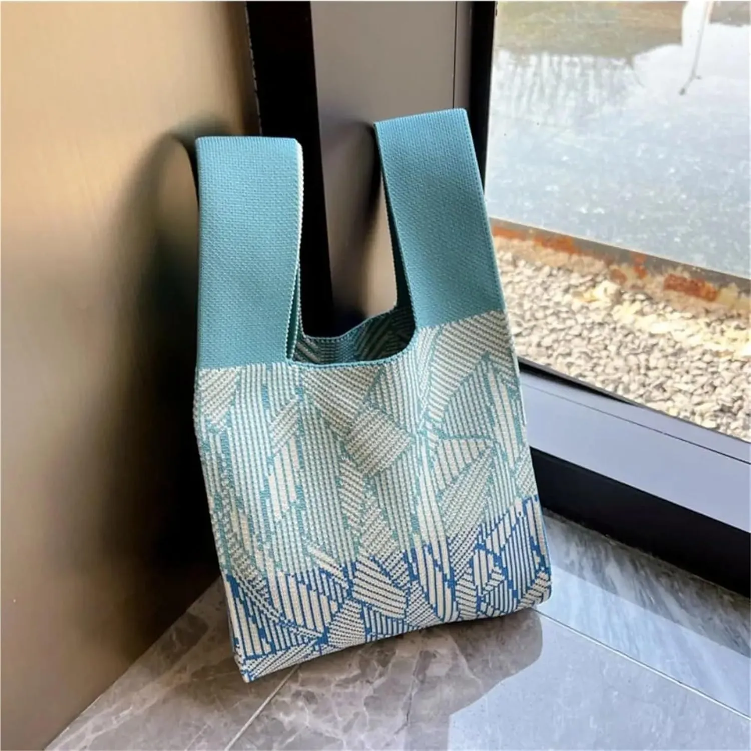 Knot Wrist Bag Handmade Knit Handbag Knot Wrist Bag Reusable Mini Tote Bag Women Girls Shoulder Bag Fashion Shopping Bags
