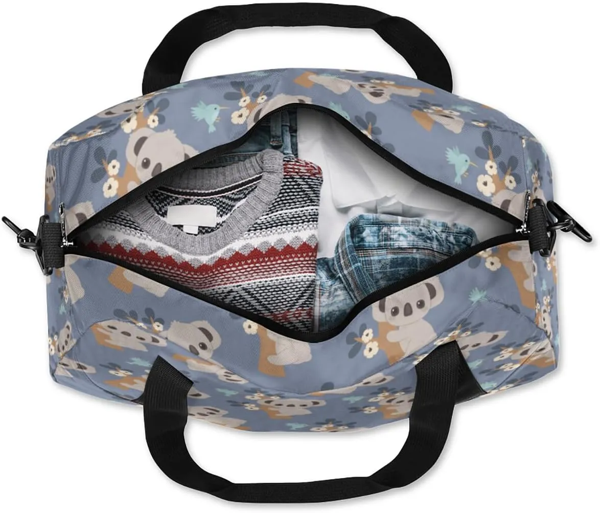 Koala Floral Flower Gym Bag, Duffle Bag, Weekender Bag, Duffel Bag, Overnight Bag, Travel Duffel Bag, Dance Bag, Tote Bag, Beach Bag, Pool Bag, Gym Duffle Bag, Carry on Bag
