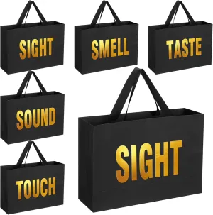 Kolldenn 5 Senses Gift Bags for Him Her Five Senses Gift Bags with Ribbon Handle Gifts Decoration for Birthday Wedding Anniversary Valentine's Day Graduation Party(Black,12.6 x 8.7 x 4 Inch)