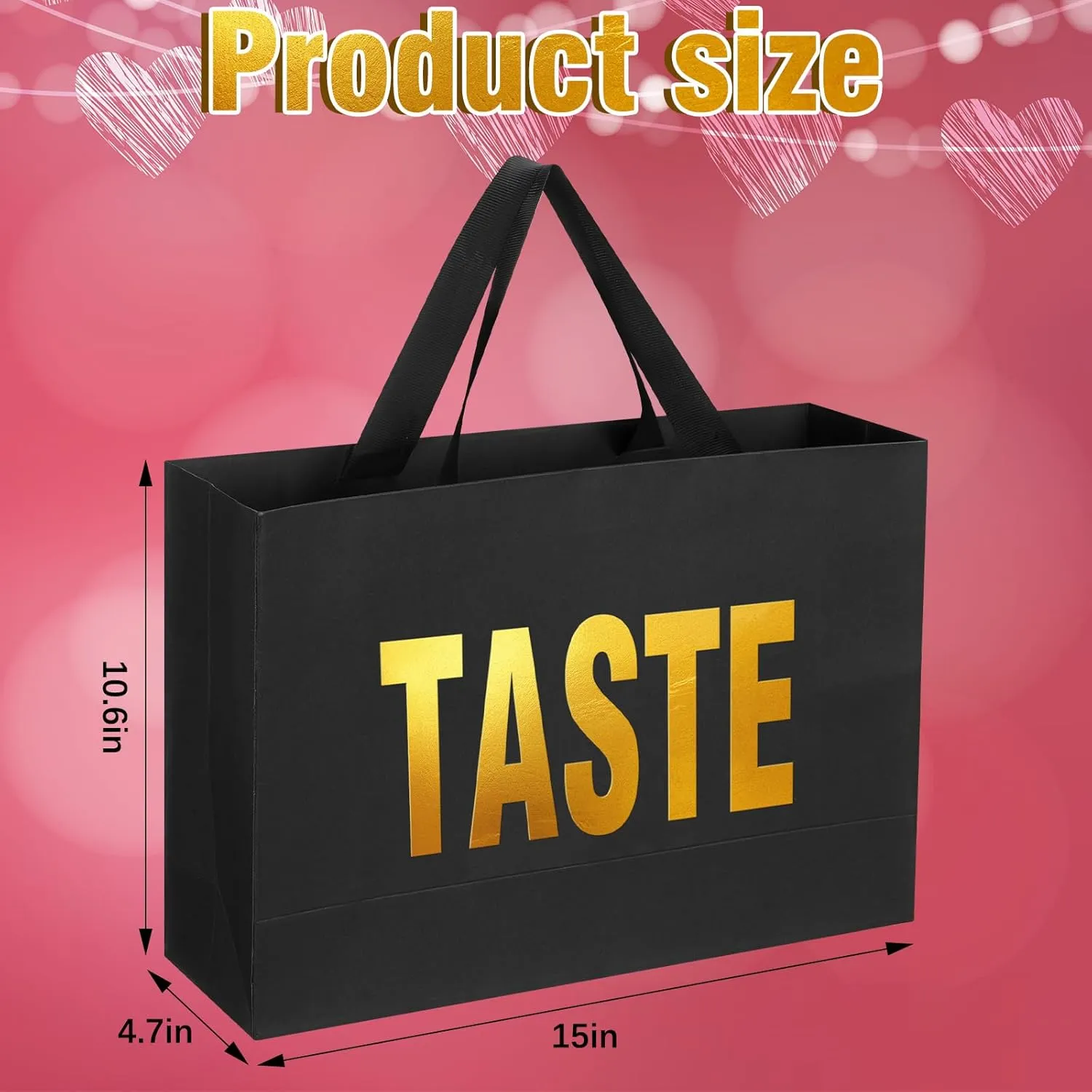Kolldenn 5 Senses Gift Bags for Him Her Five Senses Gift Bags with Ribbon Handle Gifts Decoration for Birthday Wedding Anniversary Valentine's Day Graduation Party(Black,15 x 10.6 x 4.7 Inch)