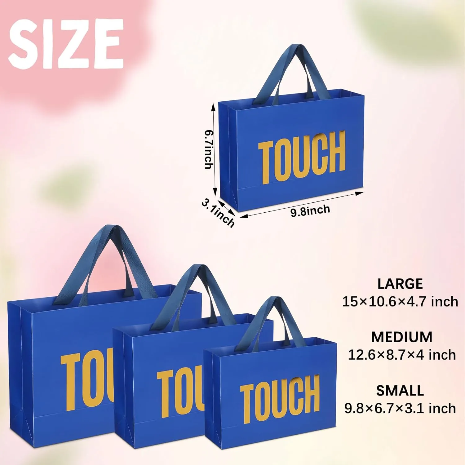 Kolldenn 5 Senses Gift Bags for Him Her Five Senses Gift Bags with Ribbon Handle Gifts Decoration for Birthday Wedding Anniversary Valentine's Day Graduation Party(Navy Blue,9.8 x 6.7 x 3.1 Inches)