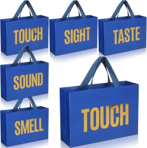 Kolldenn 5 Senses Gift Bags for Him Her Five Senses Gift Bags with Ribbon Handle Gifts Decoration for Birthday Wedding Anniversary Valentine's Day Graduation Party(Navy Blue,9.8 x 6.7 x 3.1 Inches)