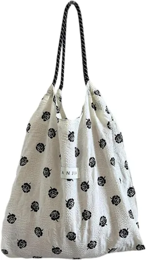 Korean version floral handbag for women's fresh Japanese style small floral shoulder bag with large capacity shopping bag