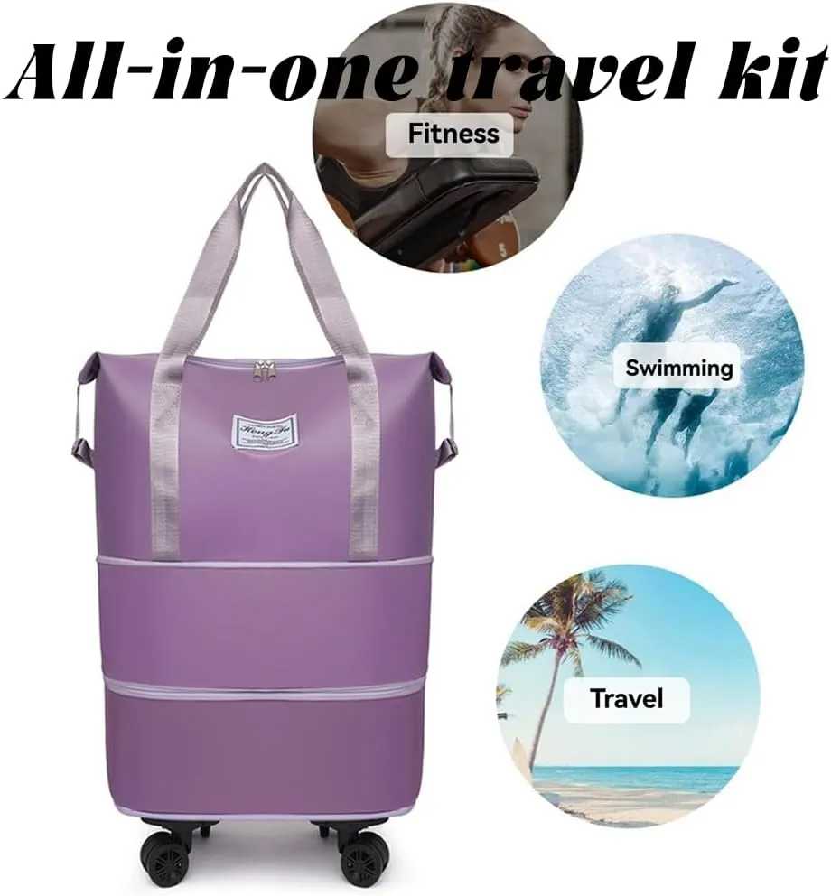 Kulken Travel Bag with Wheels, 2025 New Large Capacity Travel Bag - Universal Wheel Removable, Expandable Foldable (B)