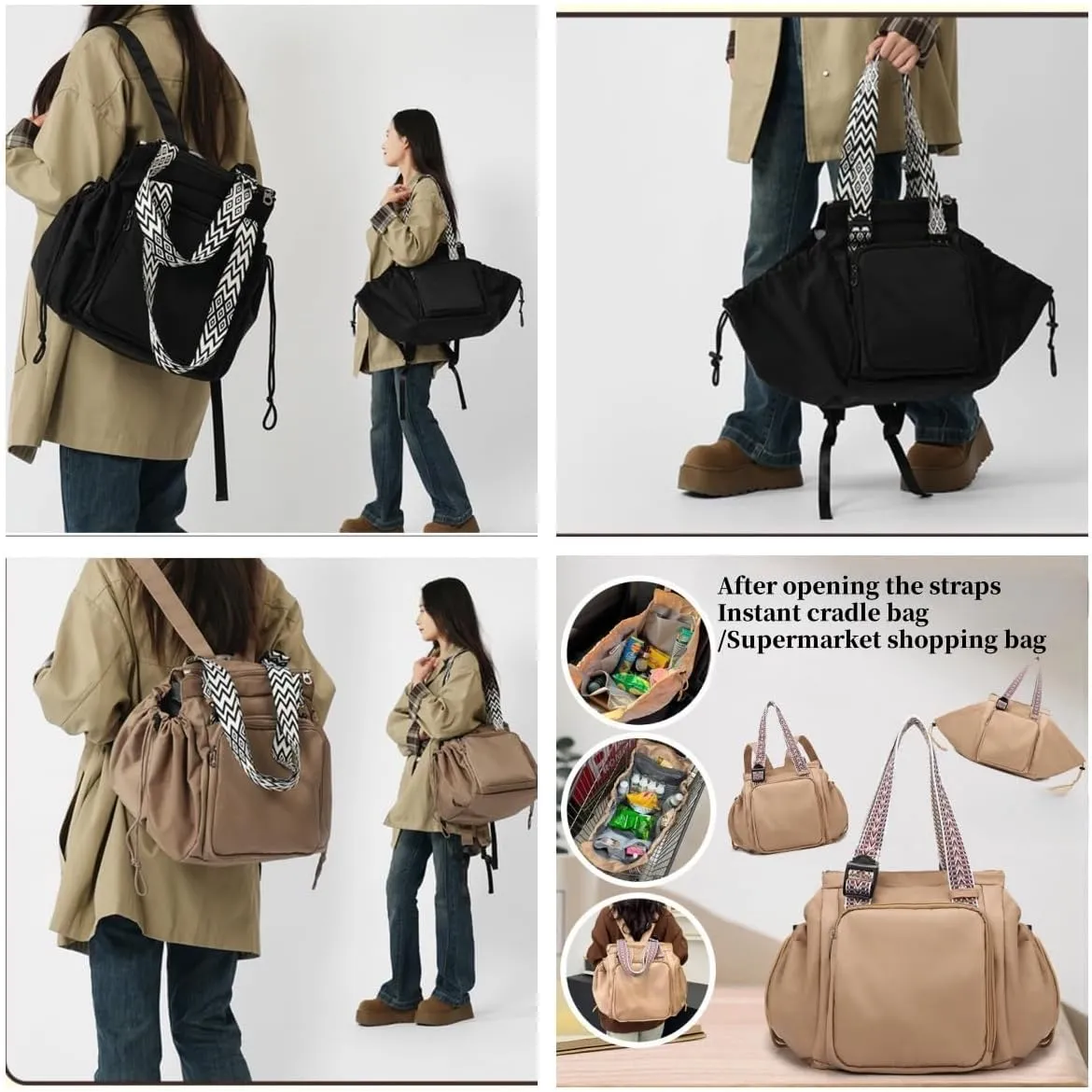 Ladies' expandable handbag, 16 pocket quilted handbag, nurse and portable travel bag, hospital delivery bagFolding design