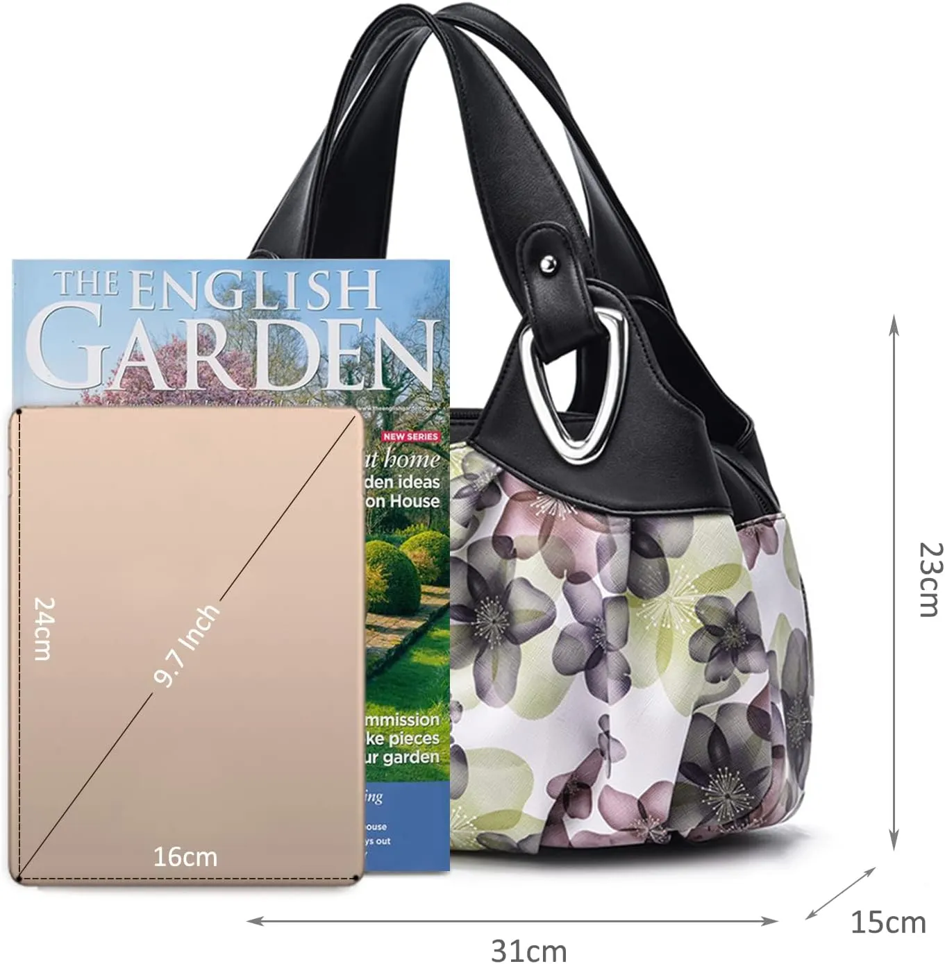 Ladies Fashion Handbags Elegant Top-handle Bags for Women Floral Shoulder Bags PU Leather