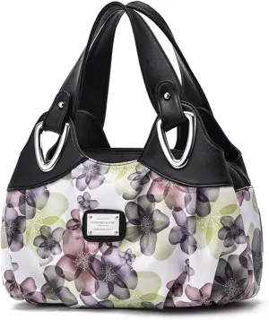 Ladies Fashion Handbags Elegant Top-handle Bags for Women Floral Shoulder Bags PU Leather