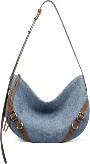 LA'FESTIN Leather Tote Bag For Women, Hobo Style Shoulder Bag With Adjustable Strap, Zipper Close Going Out Crossbody Bag