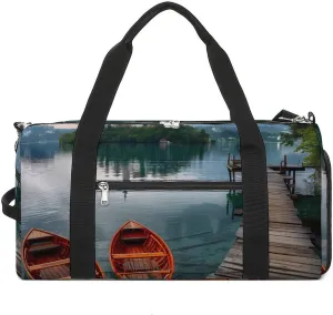 Lake Bled Slovenia Church on The Island Gym Bag for Women Men Lightweight Duffel Bag Travel Tote Bag Sports Bag with Shoulder Strap
