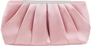 LAKSMI Pleated Clutch Evening Bag Simple Satin Purse Elegance Formal Evening Handbag for Women