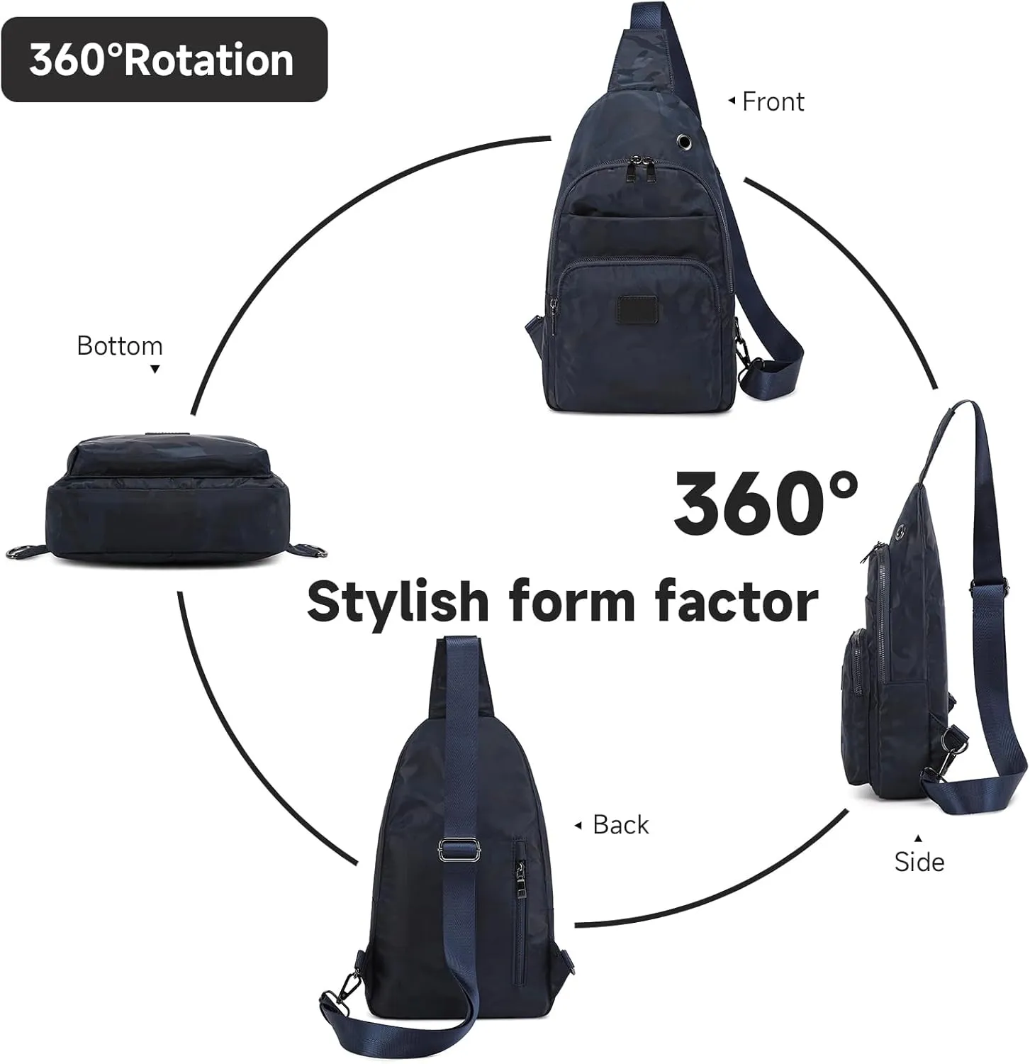 Lanola Men‘s Crossbody Sling Bag Single-shoulder Bag Chest Bag Outdoors Travel Hiking Chest Bag Daypack for Men