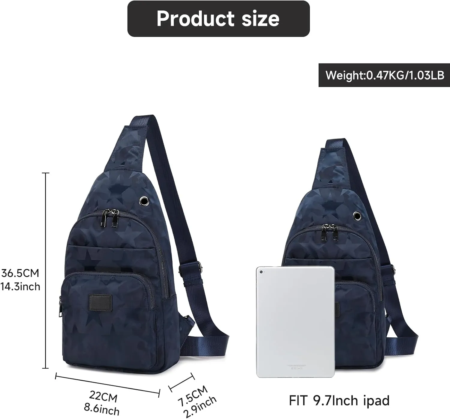 Lanola Men‘s Crossbody Sling Bag Single-shoulder Bag Chest Bag Outdoors Travel Hiking Chest Bag Daypack for Men