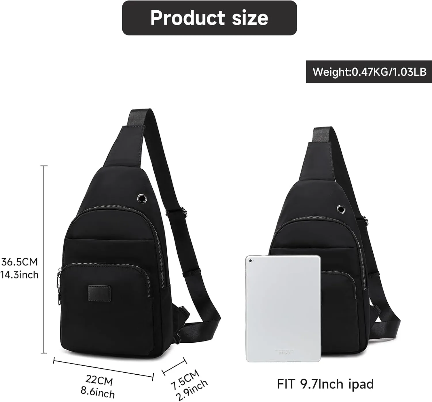Lanola Men‘s Crossbody Sling Bag Single-shoulder Bag Chest Bag Outdoors Travel Hiking Chest Bag Daypack for Men