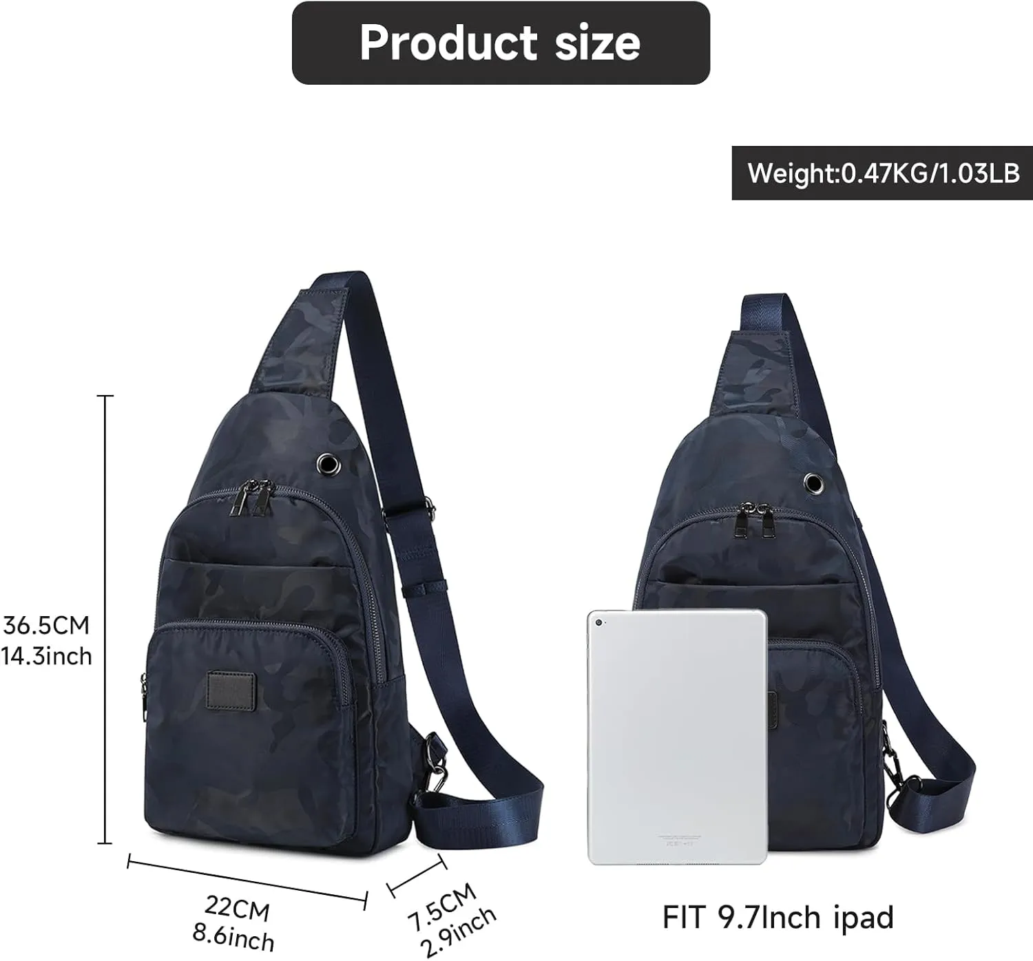 Lanola Men‘s Crossbody Sling Bag Single-shoulder Bag Chest Bag Outdoors Travel Hiking Chest Bag Daypack for Men