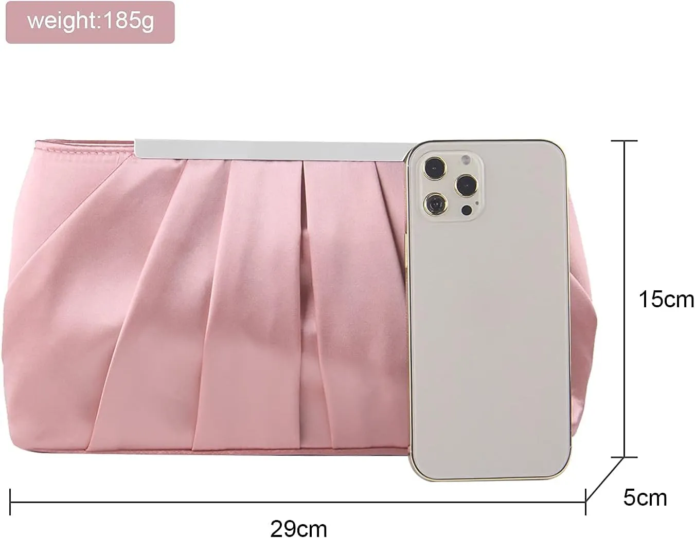 Lanpet Women's Satin Evening Clutch Bag Elegant Pleated Formal Handbag Simple Classic Purse for Women
