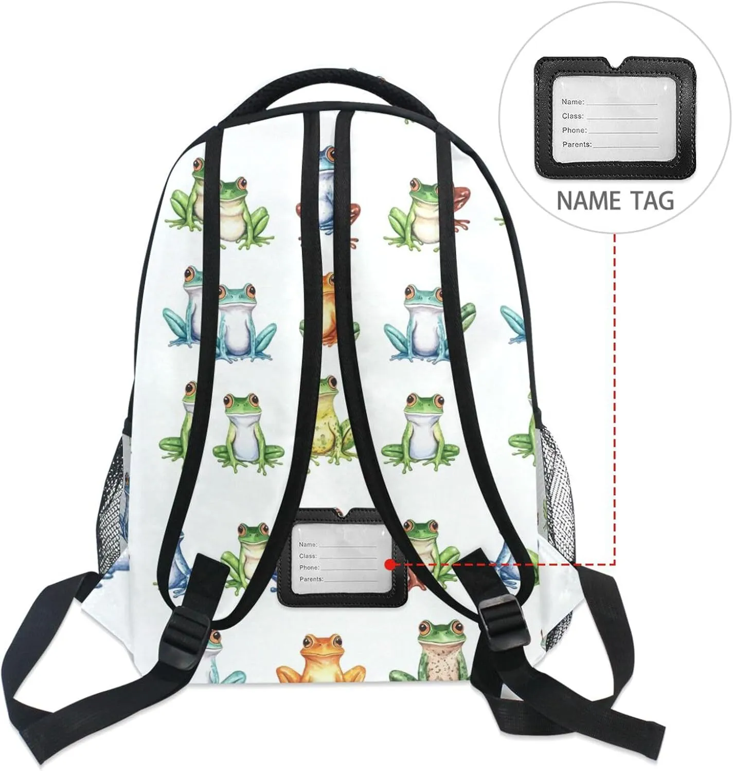 Laptop Backpack for Men Women Waterproof Outdoor Backpack with Chest Strap for College Work Cartoon Funny Frog White
