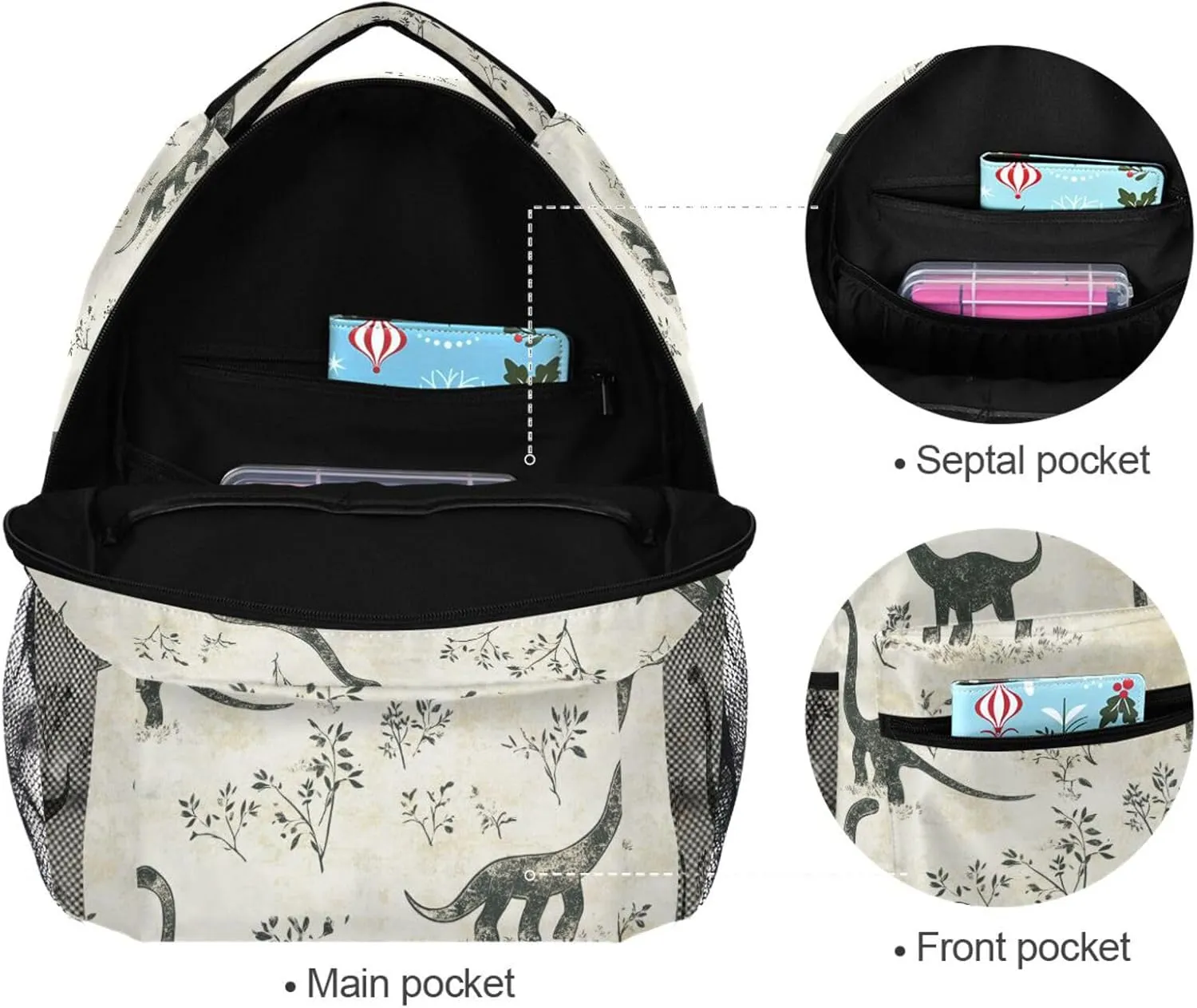 Laptop Backpack for Teens Boys Girls Waterproof Laptop Bookbag with Chest Strap for Business Work College Travel Trip Sweet Dinosaur Brachiosaurus Plain
