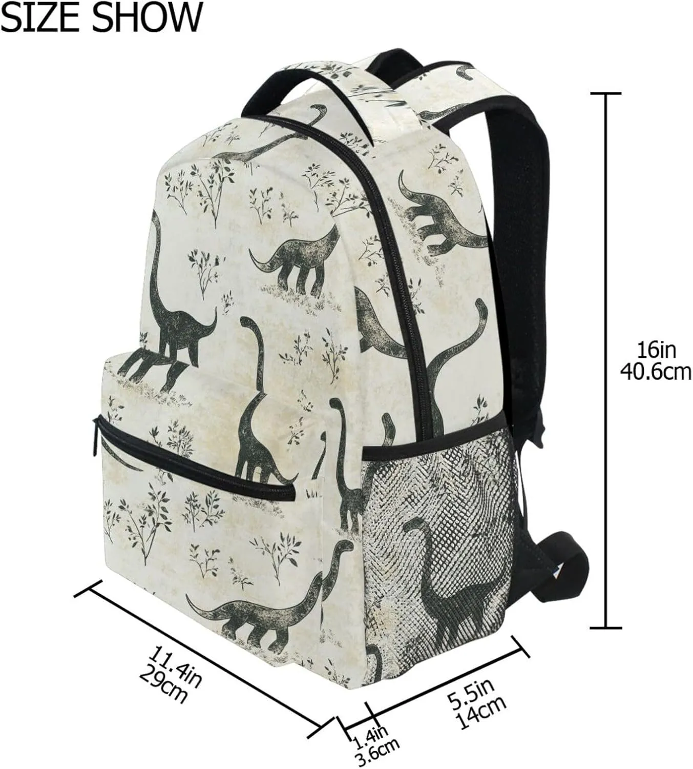 Laptop Backpack for Teens Boys Girls Waterproof Laptop Bookbag with Chest Strap for Business Work College Travel Trip Sweet Dinosaur Brachiosaurus Plain
