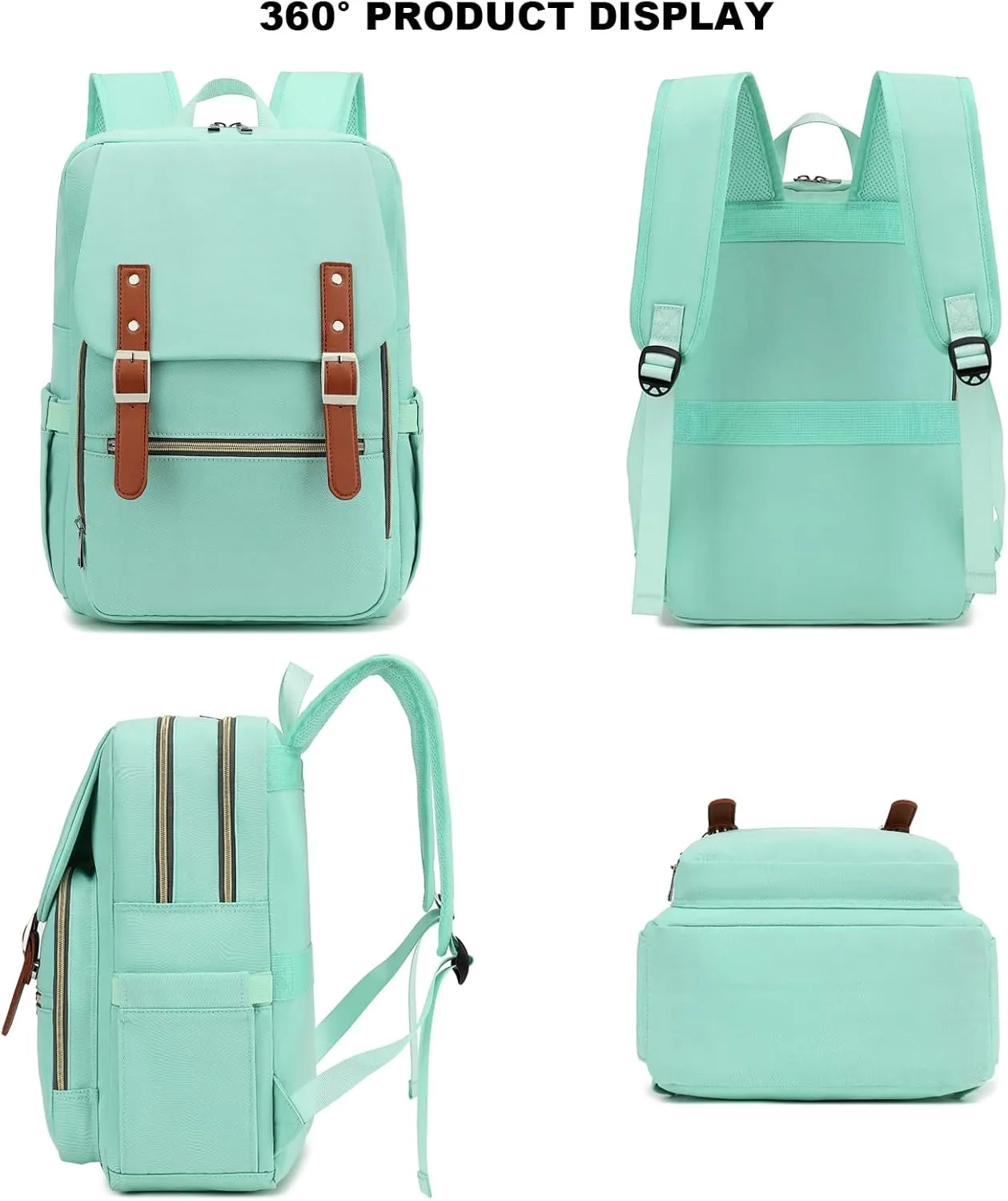 Laptop Backpack for Women Girls School Work Business Travel Computer Backpacks College Bookbag Fit 15.6 Inch Notebook (Green)