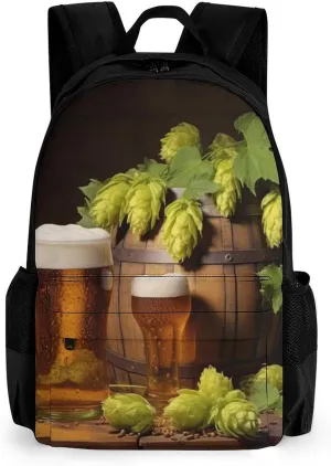 Laptop Backpack for Women Men Daypack Beer And Hop Cones Backpacks Computer Bag Travel Laptop Bag Casual Work Bag