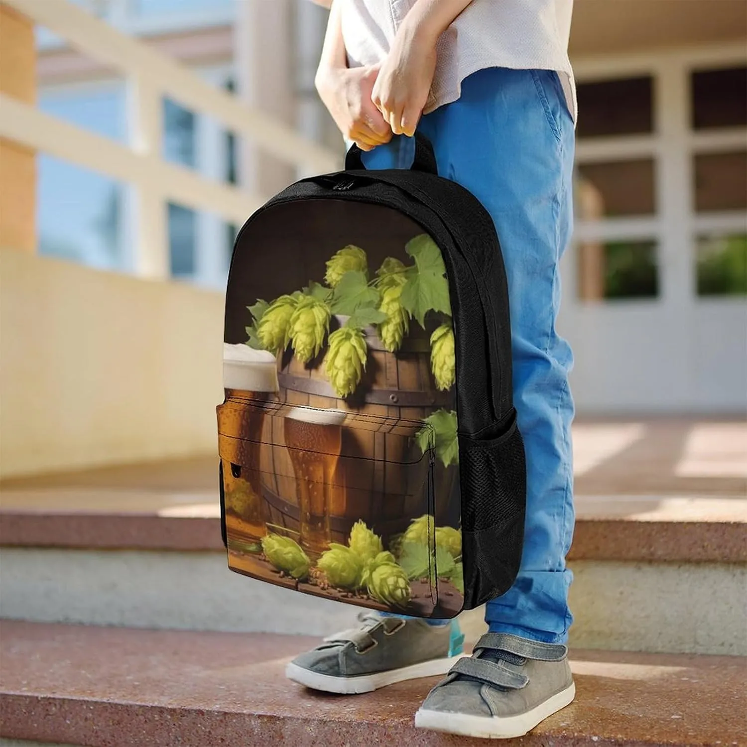 Laptop Backpack for Women Men Daypack Beer And Hop Cones Backpacks Computer Bag Travel Laptop Bag Casual Work Bag