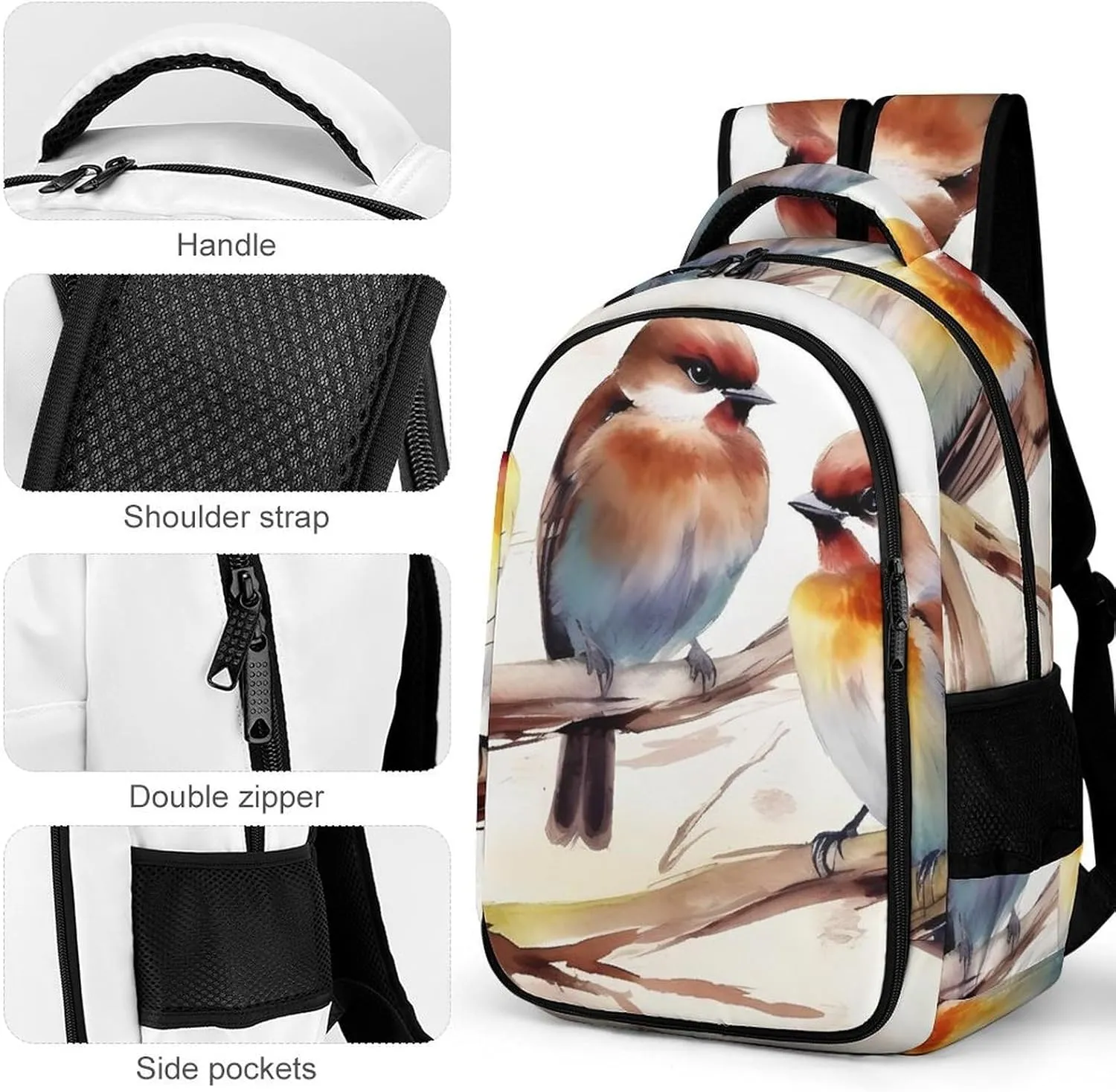 Laptop Backpack for Women Men Daypack Waterproof Birds Resting On Tree Branch Computer Bag Business Work Bag for Travel