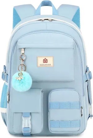 Laptop Backpacks 15.6 Inch College Backpack Elementary Middle High School Bag Large Cute Bookbags Anti Theft Travel Back Pack Casual Daypack Kids Book Bag for Teens Girls Women Students-Blue