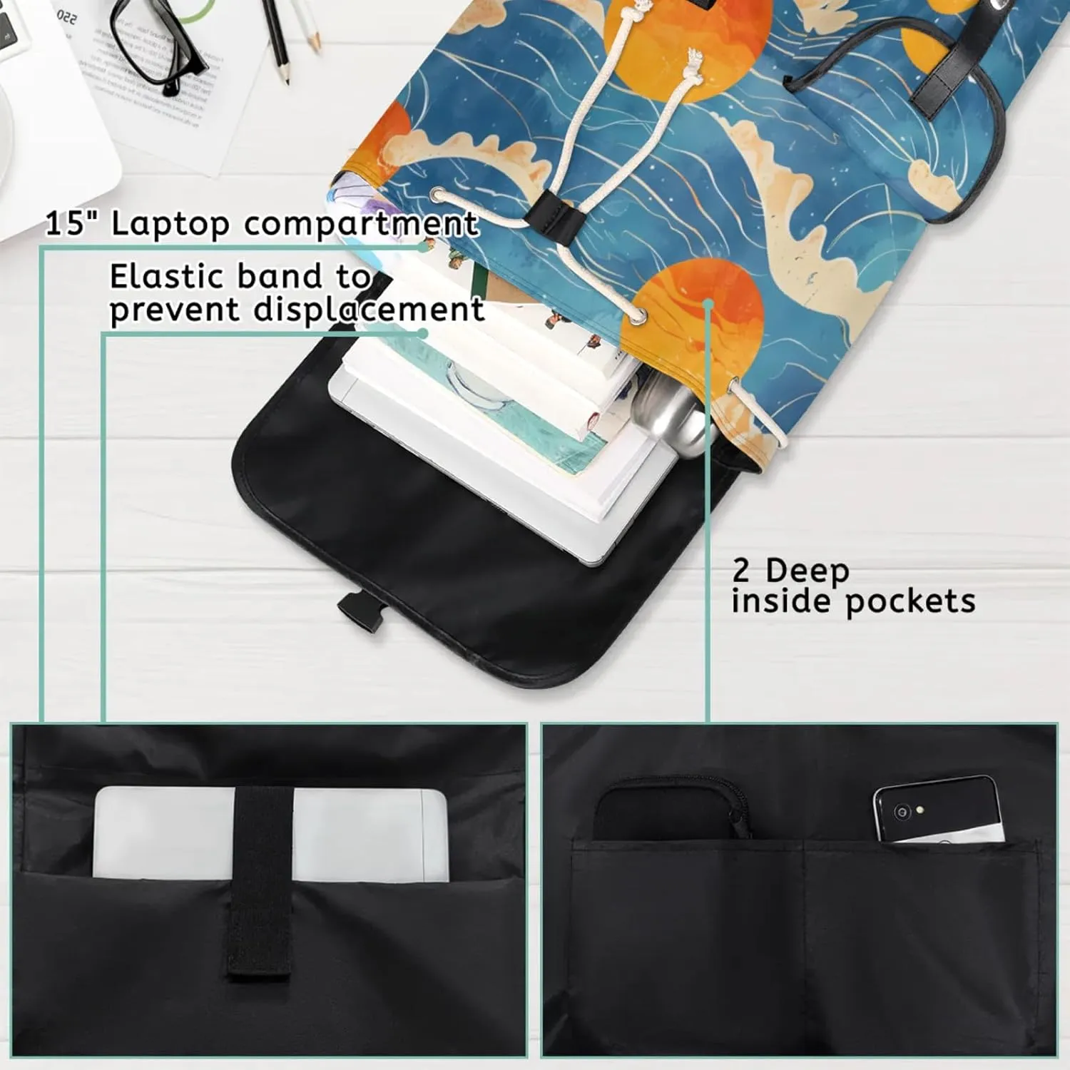 Laptop Backpacks Seawater Sun Travel Backpack for Women Work Backpack Computer Bag for Business Travel Fits 15 Inch Laptop