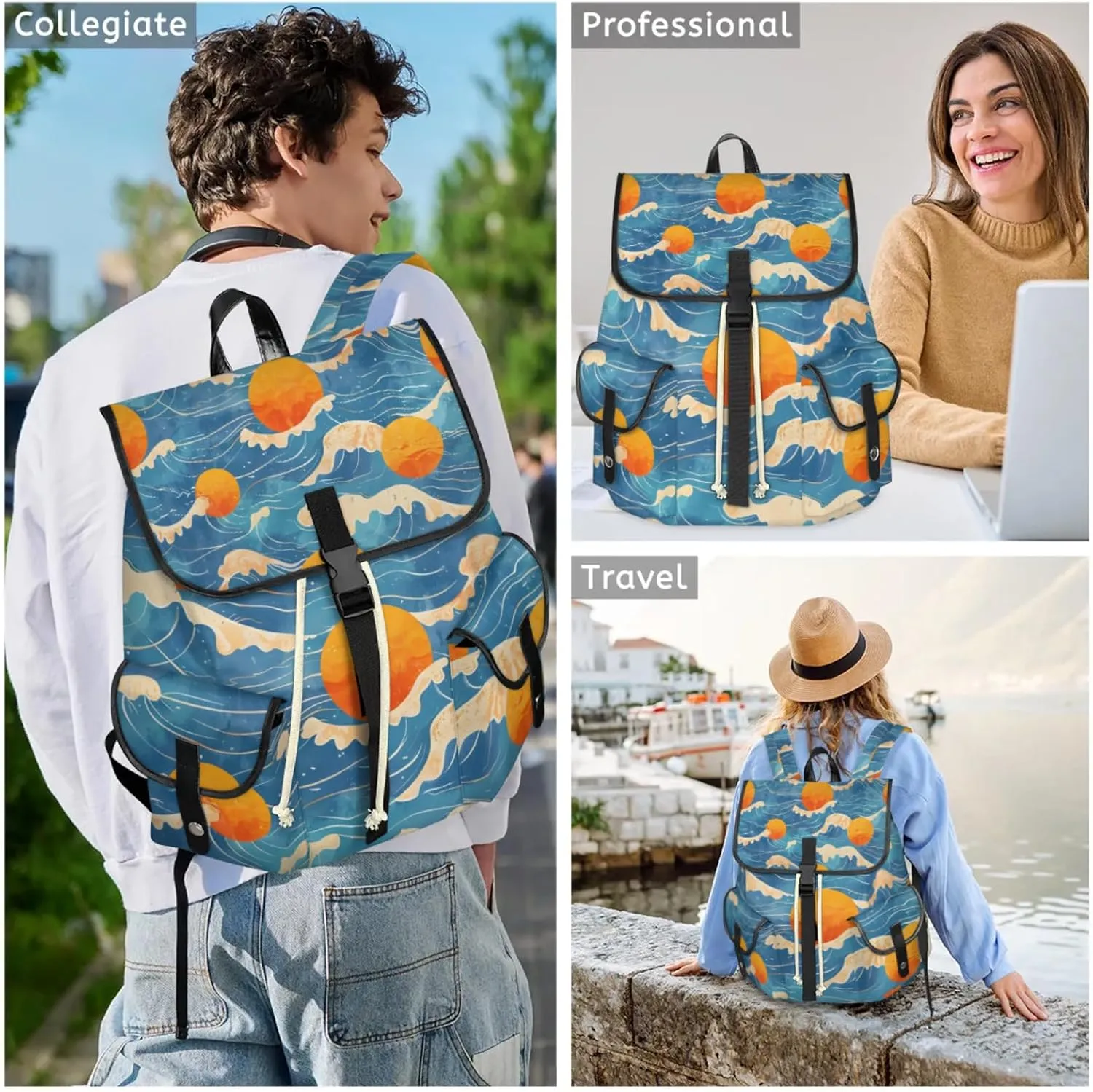 Laptop Backpacks Seawater Sun Travel Backpack for Women Work Backpack Computer Bag for Business Travel Fits 15 Inch Laptop