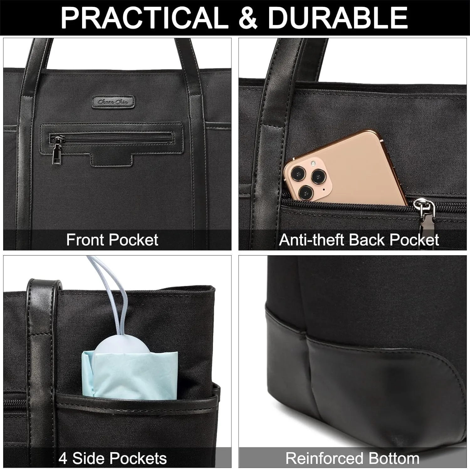 Laptop Bag for Women,ChaseChic Waterproof Classic Teacher's Tote Bag 15.6in Computer Work Bags for Women with Luggage Strap