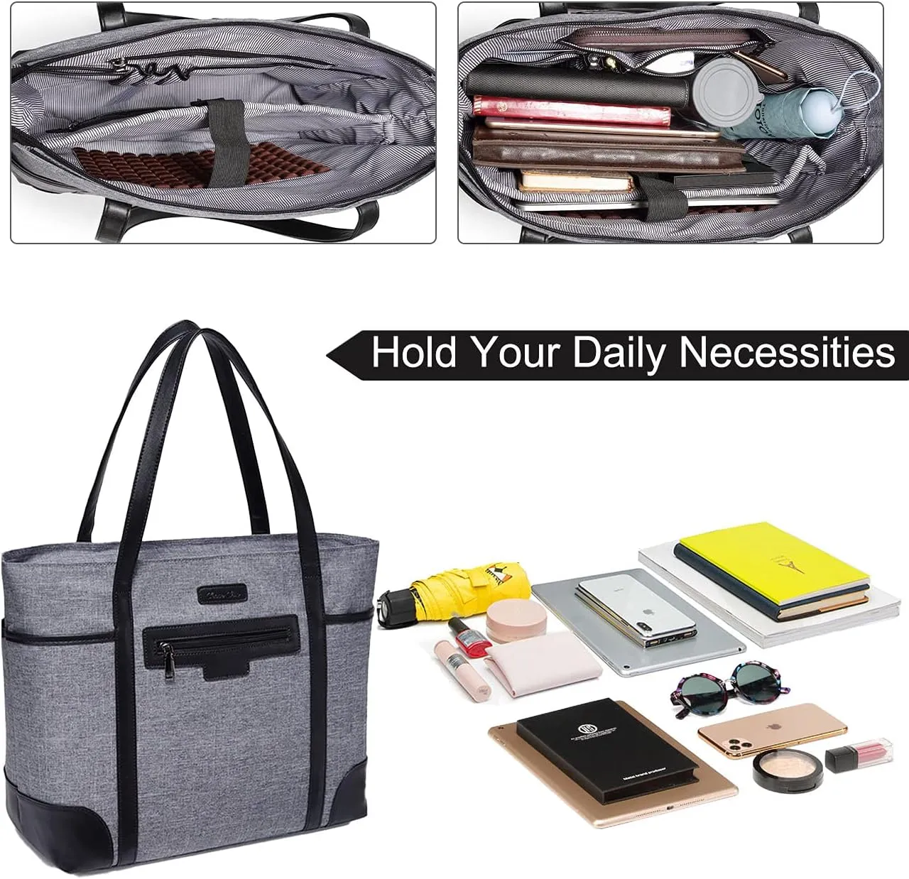 Laptop Bag for Women,ChaseChic Waterproof Classic Teacher's Tote Bag 15.6in Computer Work Bags for Women with Luggage Strap
