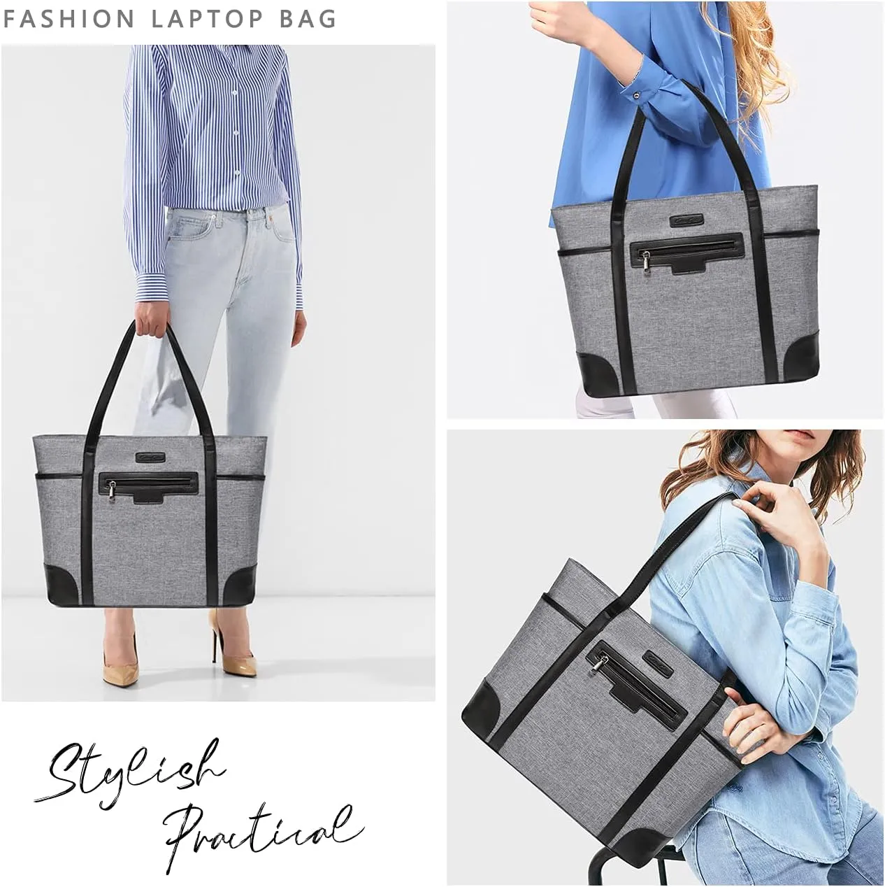 Laptop Bag for Women,ChaseChic Waterproof Classic Teacher's Tote Bag 15.6in Computer Work Bags for Women with Luggage Strap
