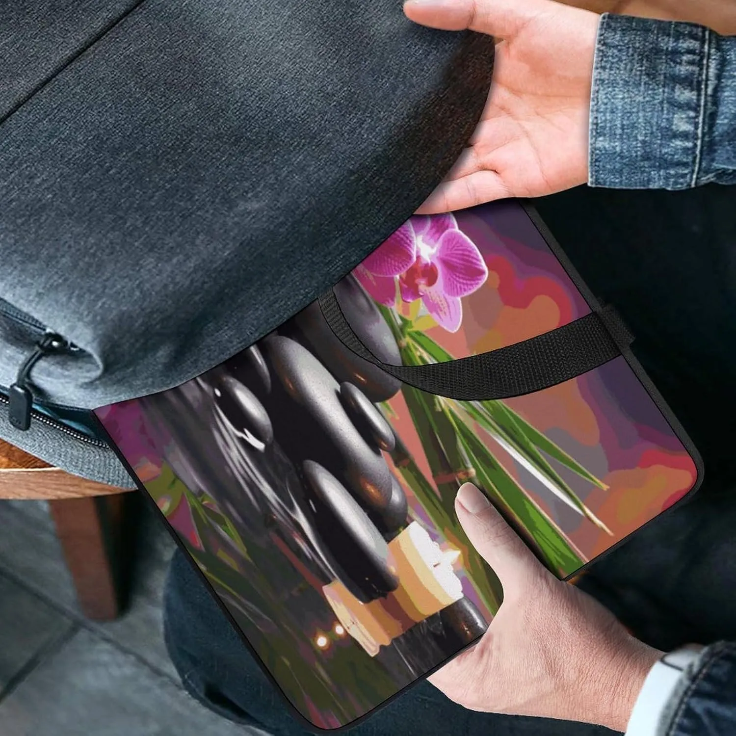 Laptop Bag Ultrathin Flowers in Massage Stones Printing Laptop Carrying Case Portability Messenger Bags For Work Travel