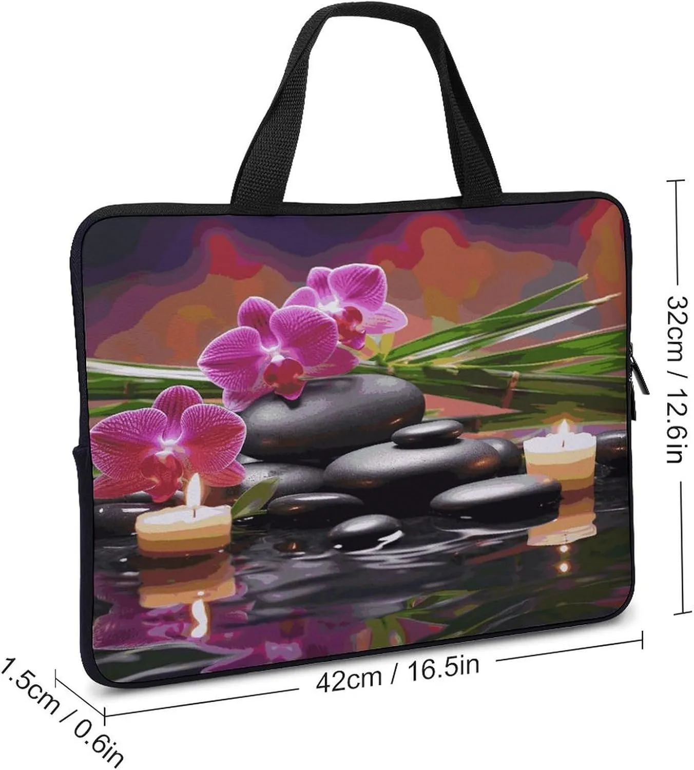 Laptop Bag Ultrathin Flowers in Massage Stones Printing Laptop Carrying Case Portability Messenger Bags For Work Travel