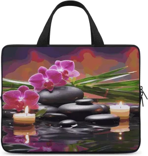 Laptop Bag Ultrathin Flowers in Massage Stones Printing Laptop Carrying Case Portability Messenger Bags For Work Travel